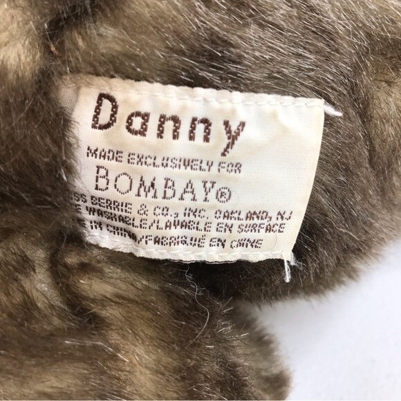 Vintage Danny Teddy Bear Bombay Russ Berrie & Co 13" Red Bow Faux Fur - Picture 7 of 11